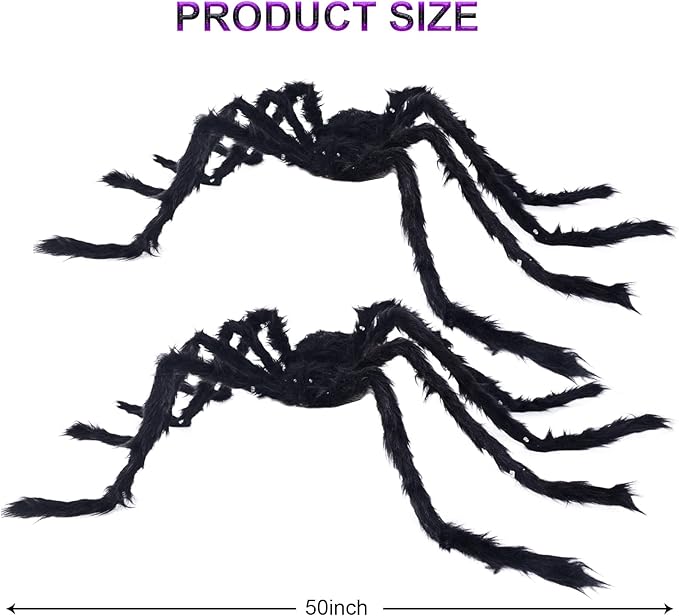 Halloween Spider Decorations 4ft Light Up Giant Spider(2 Pack) for Indoor Outdoor Halloween Decorations Yard Party House Décor
