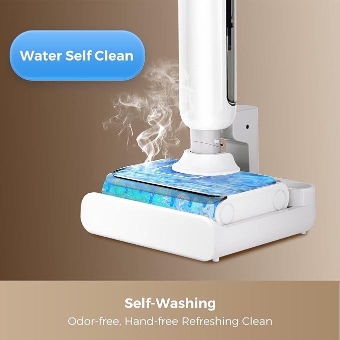 Smart Wet Dry Vacuum Cleaner,Cordless Vacuum Mop Combo with Edge Cleaning,All-in-One Floor Cleaner for Hard Floors,Self-Cleaning,35mins Runtime,LED Display,Voice Prompts
