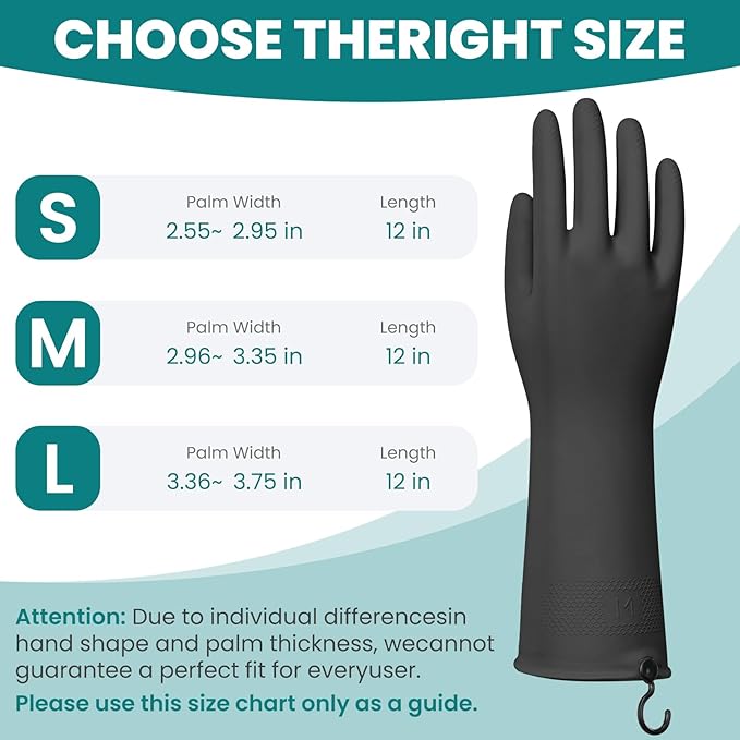 Dishwashing Gloves for Kitchen, 4 Pairs Rubber Cleaning Household Dish Washing Latex Glove with Hanging Hook(Small)