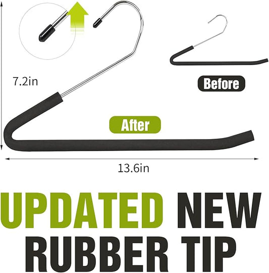 Spring Fever Space Saving Open Ended Heavy Duty Chrome Plating Non Slip Friction Foam Coated Slack Pants Trousers Hangers Black 5