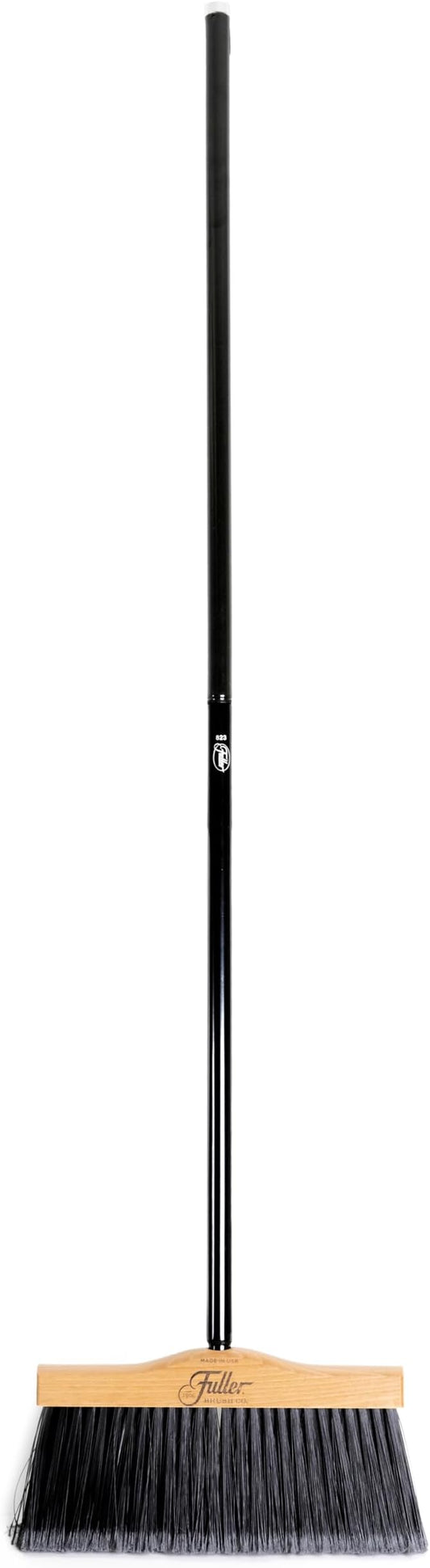 Fuller Brush 12-Inch Maple Wood Broom with 2 Piece Black Steel Threaded Handle for Indoor and Outdoor Cleaning on Hard Floors, Tile, Concrete, and Garage Surfaces