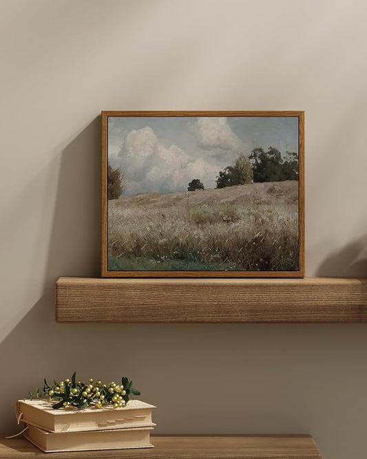 InSimSea Framed Canvas Wall Art Vintage Decor, Cornfield Countryside Scenery Rustic Farmhouse Wall Decoration, Country Decor Wall Art for Bedroom, Living Room Kitchen Bathroom, 11"x14"