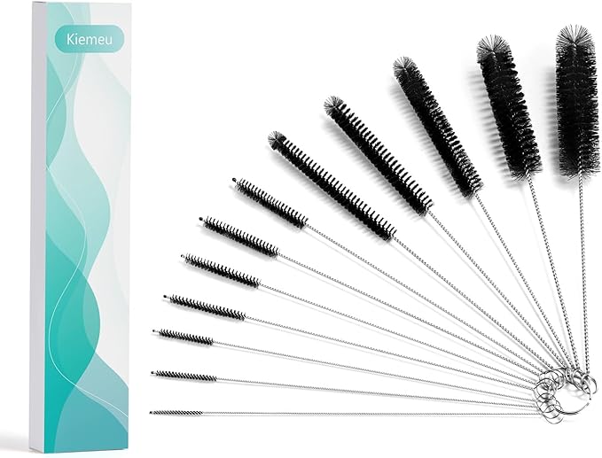 9.5 Inches Long Straw Cleaner Brush Set, 12 Pack Straw Pipe Cleaner Brush Set, Small Brushes for Cleaning Small Parts