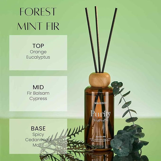 M&SENSE Forest Mint Fir Scent Diffuser: 6.3 fl oz Lime & Lemon Aroma Set with Light & Subtle Fragrance, Long-Lasting Non-Toxic Natural Essential Oil Diffuser for Office Shelf Decor Small Spaces 