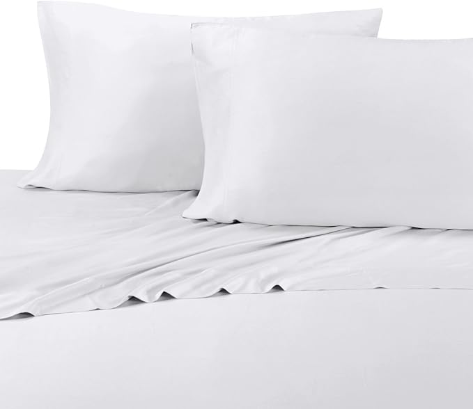 Royal Hotel Bedding Silky Soft, Viscose from Bamboo, and Cotton Blend Sheet Set, 100% Luxury Blend, 60% Viscose Made from Bamboo and 40% Cotton Bed Sheets, California-King Size, White