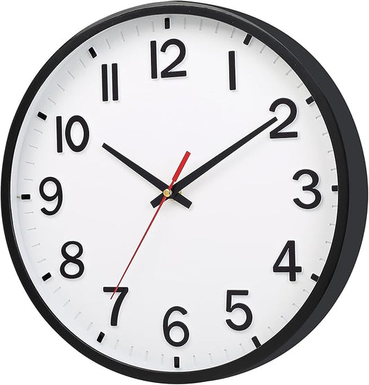 Wall Clocks Battery Operated 8 inch Modern Wall Clock,Silent Non Ticking Wall Clock for Living Room Bedroom Kitchen Office Classroom Decor (White and Black)