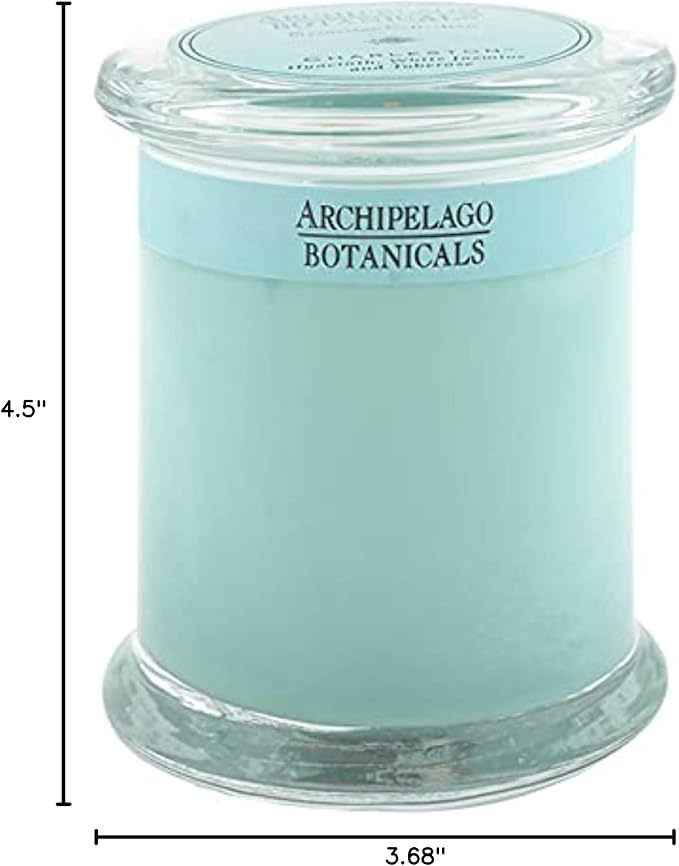 Archipelago Botanicals Charleston Glass Jar Candle, Jasmine, Tuberose and Hyacinth Scent, Lead-Free Candle Wicks, Burns Approx. 60 Hours (8.6 oz)