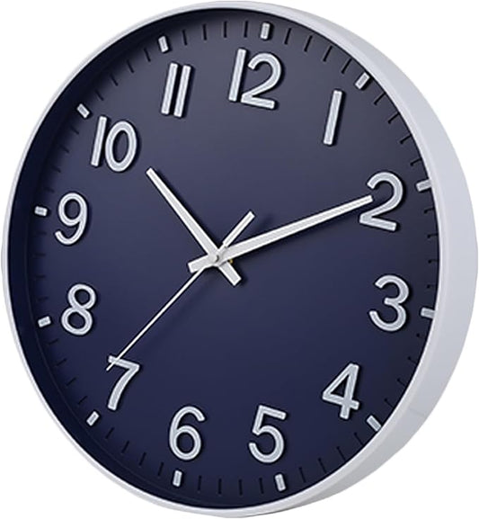 HZDHCLH Wall Clocks Battery Operated,Wall Clock Navy Blue,8 inch Wall Clock Silent Non Ticking Modern 3D Numbers for Kitchen Bedroom Living Room Office Classroom Decor