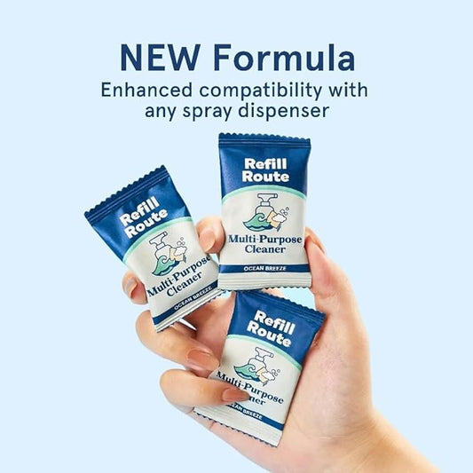 All Purpose Cleaner Refill – 12 Tablets (12 x 16 Fl oz) Multipurpose Cleaners -Can Make 192 Fl oz Bathroom Cleaner Spray Cleaning Tablets Refill - Vegan, No Plastic - Ocean Breeze