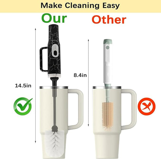 2-in-1 Long Handle Electric Bottle Brush Cleaner and Straw Cleaning Brush with Removable Brush Head, Multi-Function Rechargeable,for Stanley Cups, Baby Bottles, Pacifiers, Coffee Cups, Sports Bottles