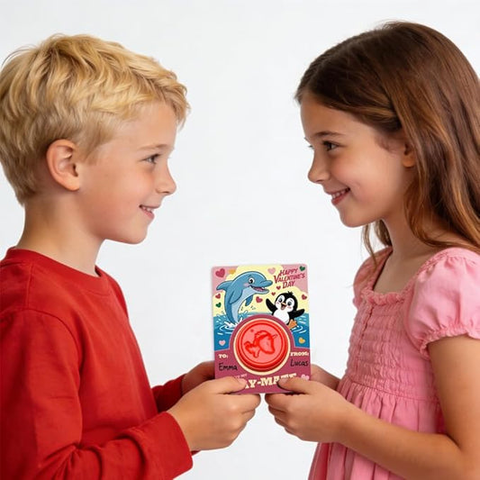 28 Pack Valentine’s Day Cards for Kids with Modeling Dough – Fun Animal-Themed Classroom Gifts for Toddlers & Preschoolers – Perfect for School Exchanges & Parties
