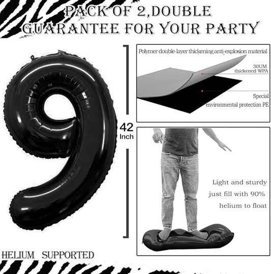 GOER Number 19 Balloons for 19th Birthday Sweet 19 Party Decorations,42 Inch Jumbo Foil Helium 91 Balloons for 91st Birthday Party Decoration (Black)