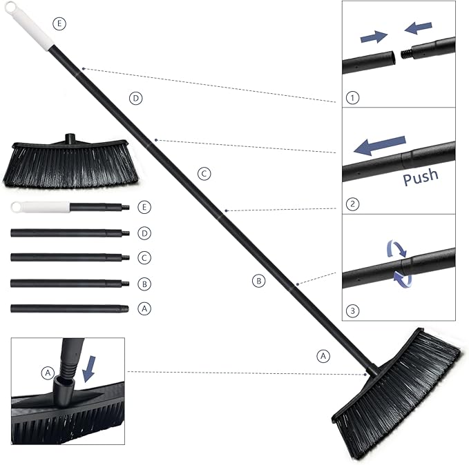 Outdoor Broom for Cleaning Floor - Outside Brooms, Heavy Duty Outdoor Broom for Cleaning Garages, Terraces, and Porches, etc.