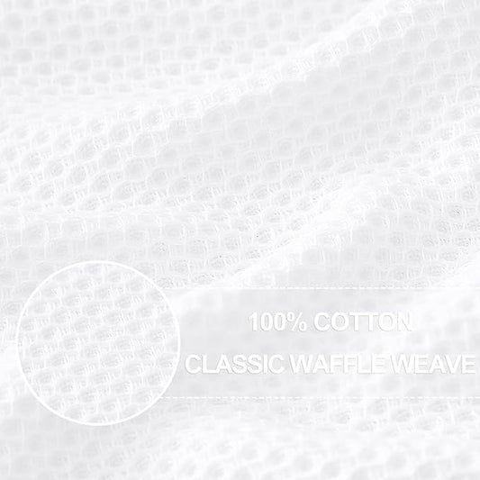 Homaxy 100% Cotton Waffle Weave Kitchen Dish Towels, Ultra Soft Absorbent Quick Drying Cleaning Towel, 20x28 Inches, 8-Pack, White