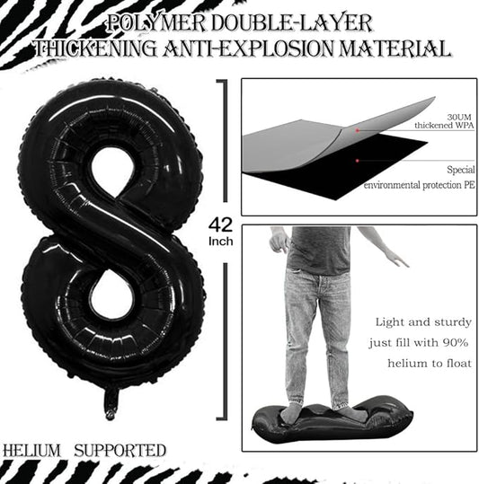 GOER Number 28 Balloons for 28th Birthday Party Decorations,42 Inch Jumbo Foil Helium 82 Balloons for 82nd Birthday Party Decoration (Black)