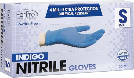 ForPro Disposable Nitrile Gloves, Chemical Resistant, Powder-Free, Latex-Free, Non-Sterile, Food Safe, 4 Mil, 100-Count