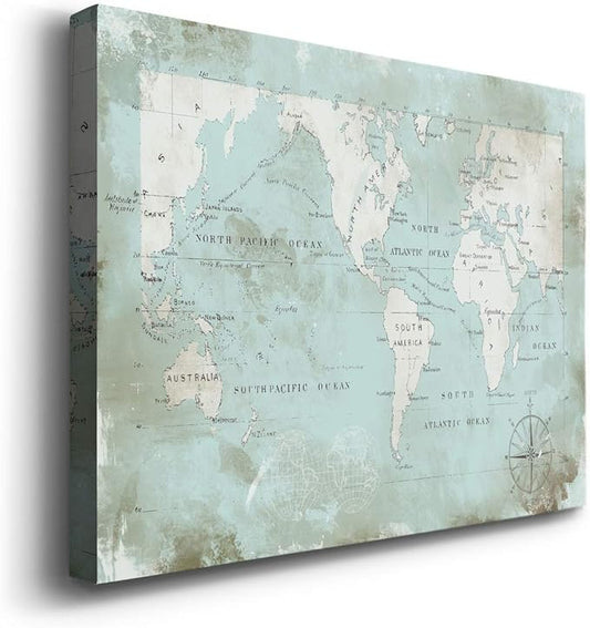 Wexford Home Home Decor Landscape Canvas Wall Art Abstract Floral Painting Modern Pictures Artwork Decoration for Living Room Kitchen Bathroom Office, Ready to Hang, Ocean Blue, 32x48