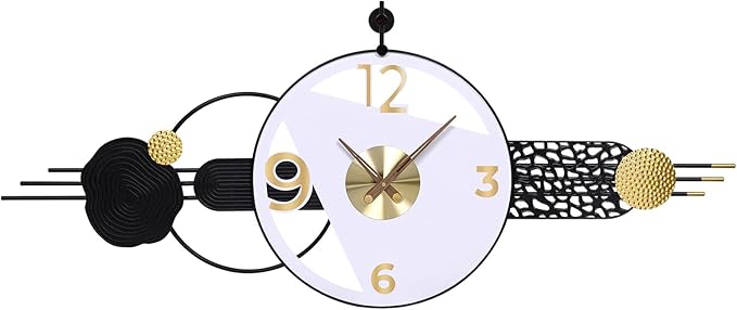51x21 Inches Large Modern Silent Wall Clock Battery Operated, Non-Ticking Quartz Decorative Analog Clocks for Living Room, Bedroom, Hallway - Abstract Art Home & Office Decor, Easy to Read
