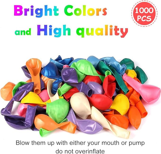 1000 Pcs Balloons Assorted Color, 10 Inch - 12 Rainbow Color Latex Party Balloons for Birthday Baby Shower Wedding Party Supplies Arch Garland (Multicolor, 1000 pcs)