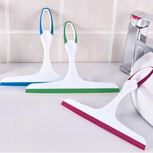 3 Pack Rubber Glass Shower Door Squeegee with 3 Shower Hooks, Multifunctional Squeegee Tool