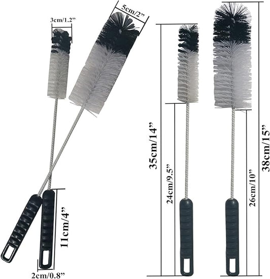 Coralpearl Bottle Brushes Thin Long Handle X 2, Utility Skinny Wire Cleaner Set Big Small, Bendable Flexible for Cleaning Narrow Neck Water, Beer, Wine, Baby Bottles, Pipes, Tubes, Hoses, and Flasks