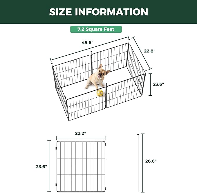 FXW MiniPaws Unleashed Dog Playpen for Yard & RV Camping, Expandable 24-inch 6 Panels for Puppies and Small Dogs, Portable for Indoor and Outdoor Use