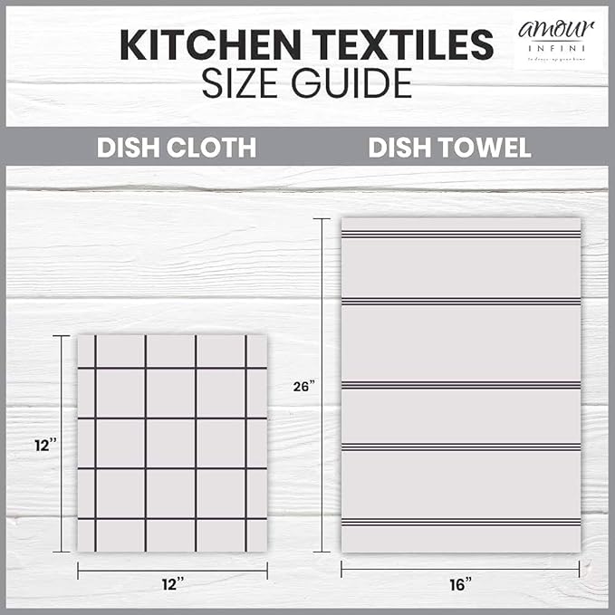 AMOUR INFINI Cotton Kitchen Dish Cloths Set of 8 – Highly Absorbent, Super Soft Premium Terry Cleaning Cloth (12"x12" Inch) Premium Dishcloths for Washing Dishes (Blue)