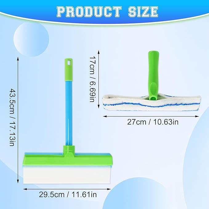 Recyclable Silicone Window Squeegee Kit, Window Cleaning Kit, Window Squeegee Cleaner Kit, with Silicone Squeegee & Microfiber Scrubber for Shower Glass Mirror Door Car (1Set)