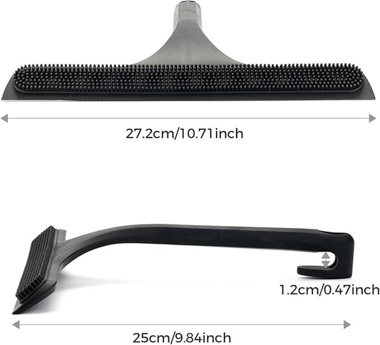 10.7“ Wide All-Purpose Shower Squeegee for Glass Doors, Squeegee for Shower Glass with Hook, Window Squeegee for Home, Small Squeegee for Shower, Bathroom, Car Glass, Mirror (Black)