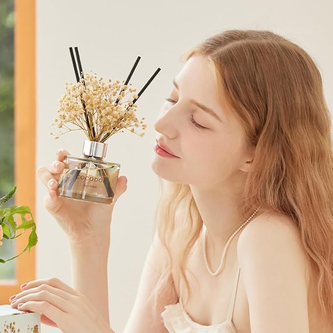 COCODOR Preserved Flower Reed Diffuser/Flower Garden/6.7oz/1Pack / Home Fragrance Scent Essential Oil Stick Diffuser for Bedroom Bathroom Home Décor