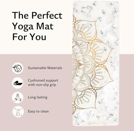 Shanti PU Yoga mat - Artist Designed, Premium eco friendly mats, Non Slip, Non Toxic, Great for Regular & Hot Yoga, Pilates and Work out (72 inch x 28 inch x 5mm Thick)k out (72 inch x 28 inch x 5mm Thick)