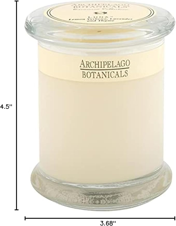 Archipelago Botanicals Luna Glass Jar Candle, Lemon Verbena, Lavender and Thyme Scent, Lead-Free Candle Wicks, Burns Approx. 60 Hours (8.6 oz)