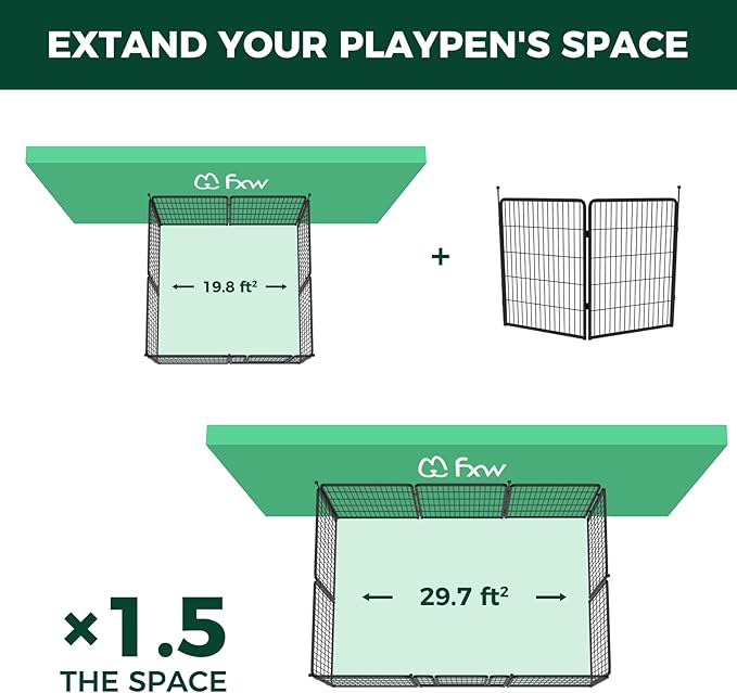 FXW Instant Unleashed Dog Playpen, Portable Pet Fence for Outdoor, RV Trips, and Camping, 40inch, 2 Panels for Medium and Large Dogs│Patented
