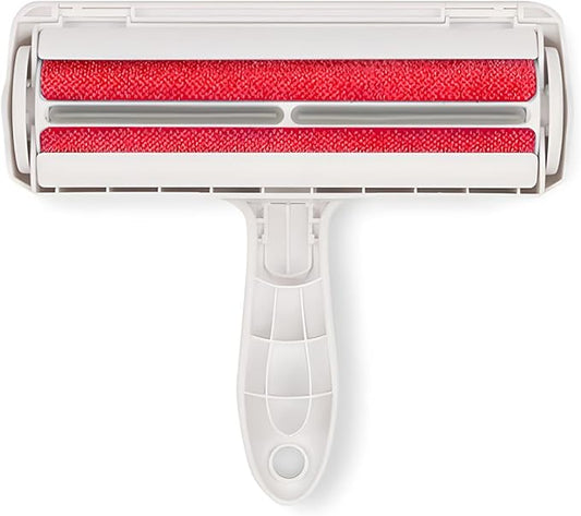 Pet Hair Remover and Reusable Lint Roller - Cat and Dog Hair Remover for Furniture, Couch, Carpet, Clothing and Bedding - Portable, Multi-Surface Fur Removal Tool (Red)