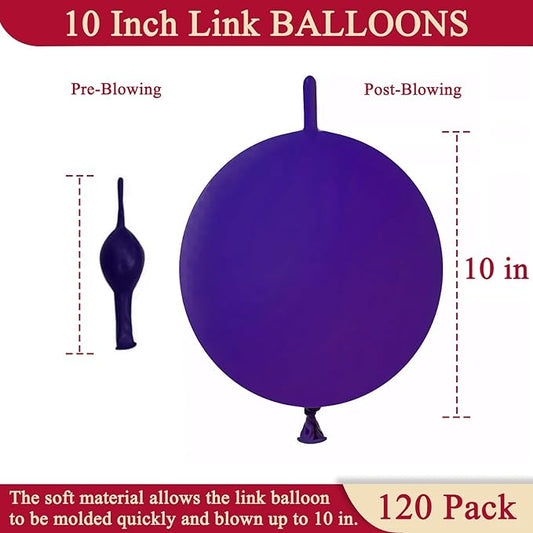 Purple Link Balloons 10 Inch 120 Pcs Latex Linking Balloons for Birthday Wedding Party Festival Decorations
