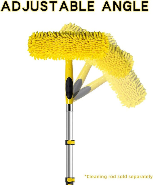 Window Squeegee and Chenille Scrubber, 2-in-1 Combo Cleaning Tools, Multi-Angle Threaded Window Cleaning Tool, Window Washing Equipment for Solar Panel and RV Windshield (Pole Sold Separately)