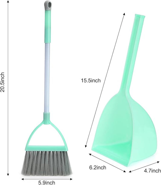 Nicunom Set of 4 Mini Broom with Dustpan for Kids, Children Broom and Dustpan Set Toddler Cleaning Set Boys Girls Little Housekeeping Helper Set for Kitchen Bathroom Pet