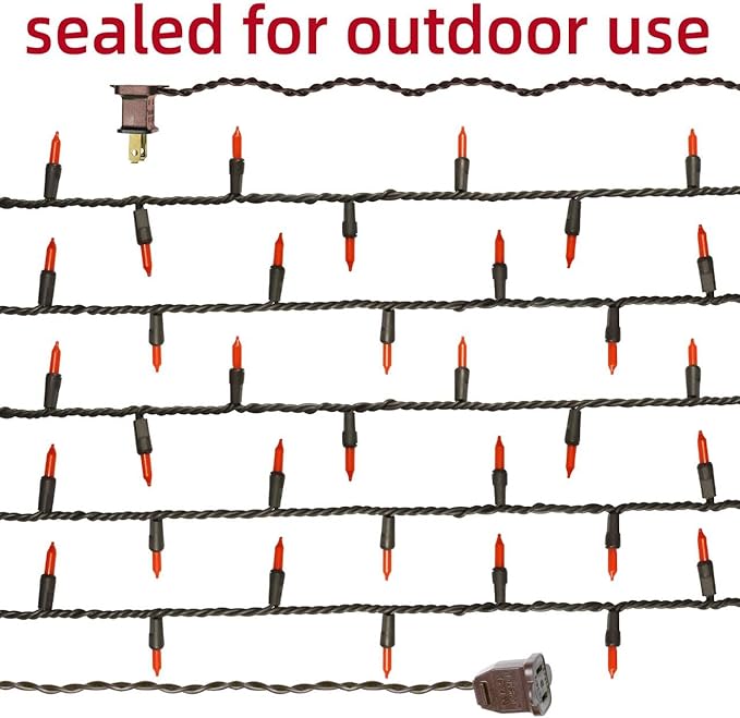 Brown Wire,Orange,Incandescent Bulb 100 Mini String Lights for Indoor Halloween Tree Home Party Festival Decoration