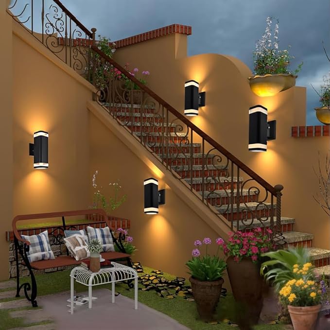 LED Outdoor Wall Sconce, Dusk to Dawn Outdoor Lighting Fixture, Modern Up Down Porch Lights ETL Listed, Aluminum Exterior Wall Lights for Garage Door,House,Patio 2 Pack