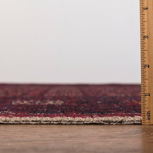 Keen Home Design 2x12 Rug - Machine Washable Runner with Non-Slip Backing, Ideal for Hallway, Entryway, Kitchen, Laundry Room - Vintage, Easy Clean, Durable, Low Pile Rug - (2'6" x 12')