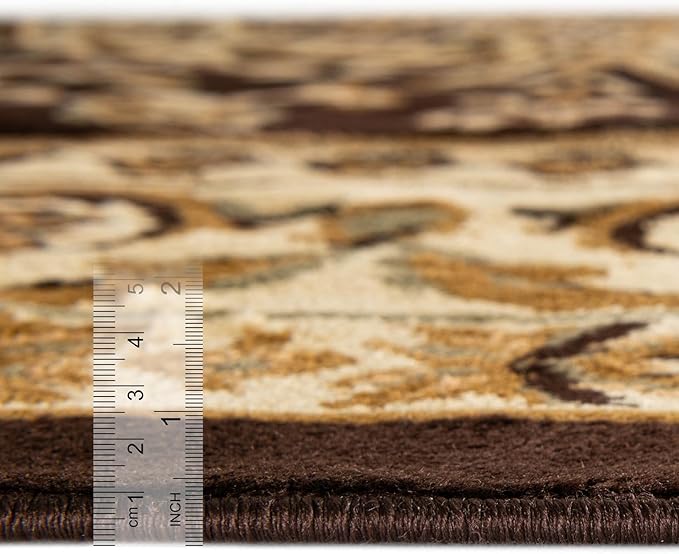 Rugs.com Chateau Collection Rug – 10 Ft Runner Brown Medium-Pile Rug Perfect for Hallways, Entryways