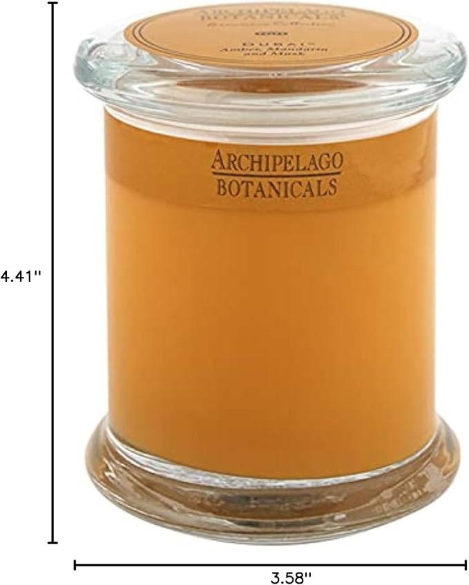 Archipelago Botanicals Dubai Glass Jar Candle, Amber, Mandarin and Musk Scent, Lead-Free Candle Wicks, Burns Approx. 60 Hours (8.6 oz)