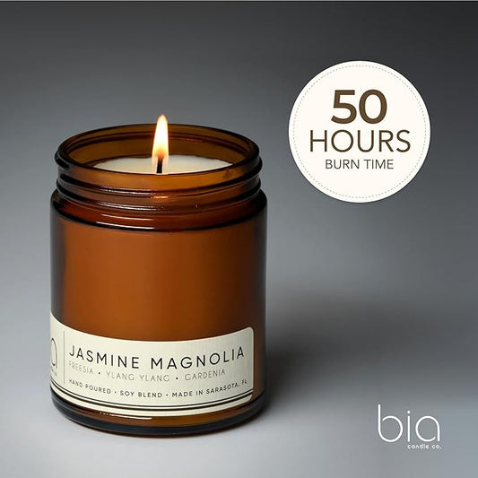 Bia Candle Co Soy Blend Candle, Gardenia, Magnolia & Jasmine – Clean Soy Wax, Lead-Free Wick, Vegan, Made in USA – Jasmine Magnolia, 7 oz