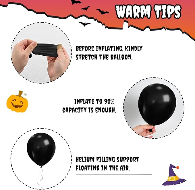 Orange Pink Halloween Balloons, 12 Inch Ghost Balloons, Black Orange and Hot Pink Latex Balloon with Bat Sticker, Bat Print Balloon for Kids Girls Birthday Ghost Theme Halloween Party Decorations
