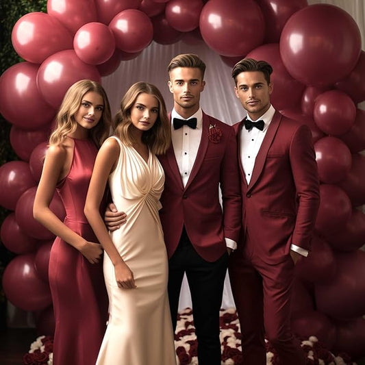130PCS Burgundy Balloons, Latex Balloons Different Sizes 18/12/10/5 Inch, Helium Balloons with Ribbon, Party Balloon Set for Birthday Wedding Graduation Anniversary Baby Shower Decoration