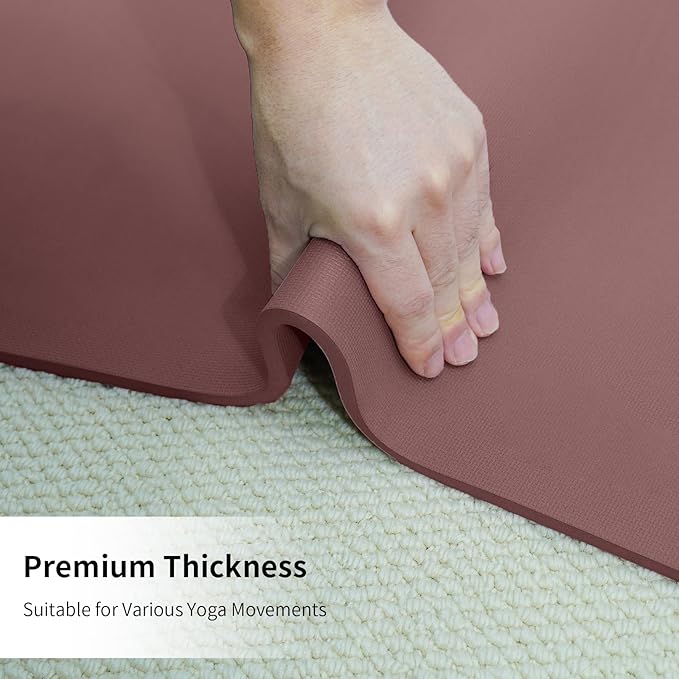 HAHE Yoga Mat Thick (8MM,1/3"), Eco-Friendly POE Non Slip Yoga Mat, High Rebound & Shock Absorption, Anti-Tear & Sweat-Resistant for Yoga, Fitness, Home, Workouts, Large Pilates Mats 72"x24" with Carrying Strap