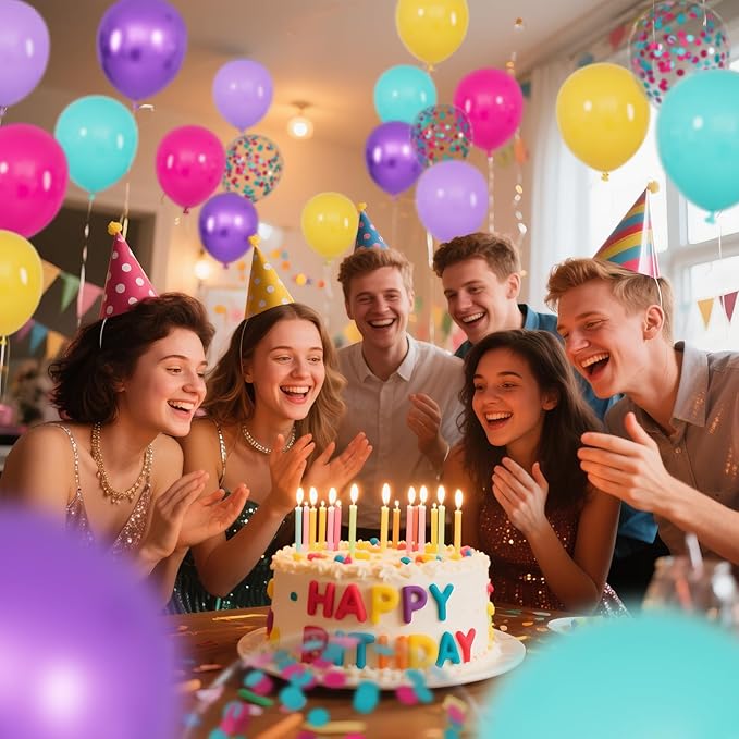 KAWKALSH Pink Blue Purple Balloon, 68 Pcs 12 Inches Hot Pink Metallic Purple Teal Yellow Balloons Confetti Balloons for Kids Magic Theme Birthday Decoration Baby Shower Engagement Party Supplies