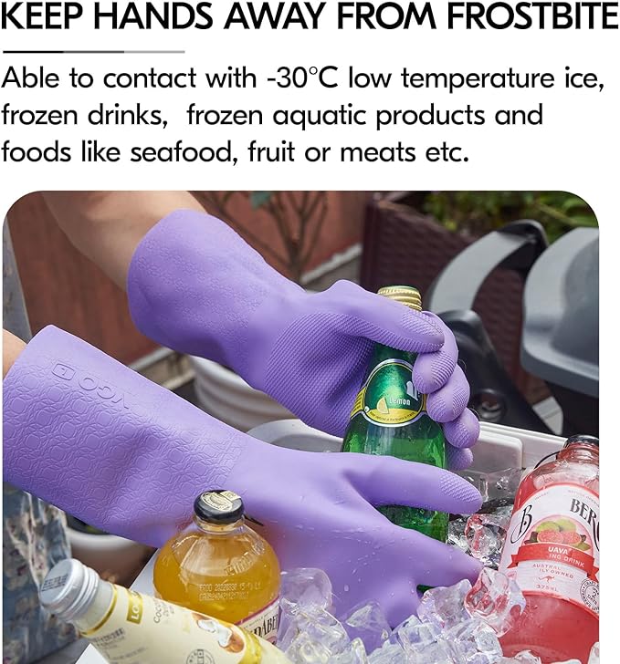 Vgo... 1 Pair Household Cleaning Gloves Infused with Rresh Rich Aromas, Lined Dishwashing Gloves,Long Sleeves Kitchen Gloves, Bathroom Cleaning, Gardening, Pet Care(Violet,Size S,TP1117)