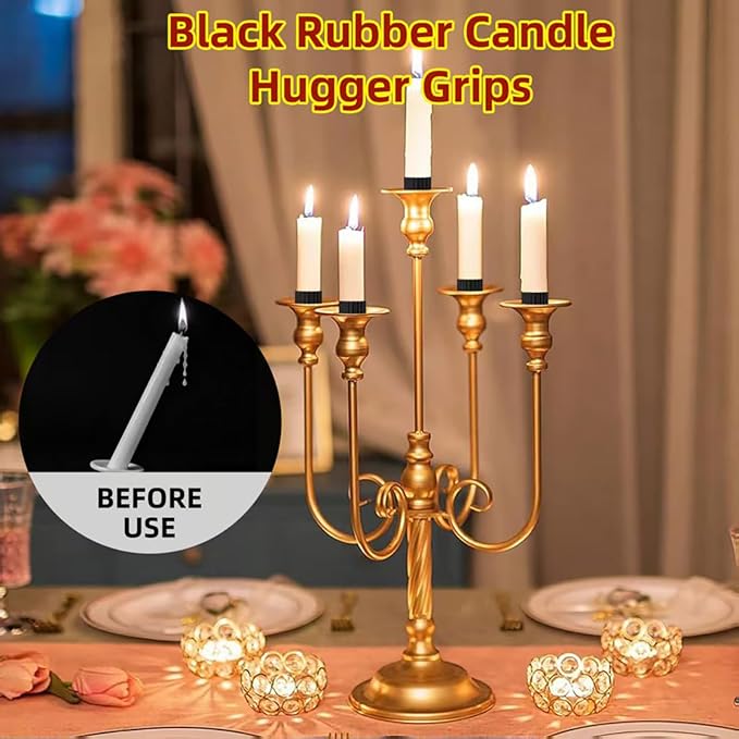 Silicone Candle Holder Base Stabiliser20pcs Candle Ring Gripper Wishing Rubber Washer Candlestick Silicone Ring Non-Slip.for Taper Candles and Candle Cups.Weddings and Home Decor Gifts.(Black)