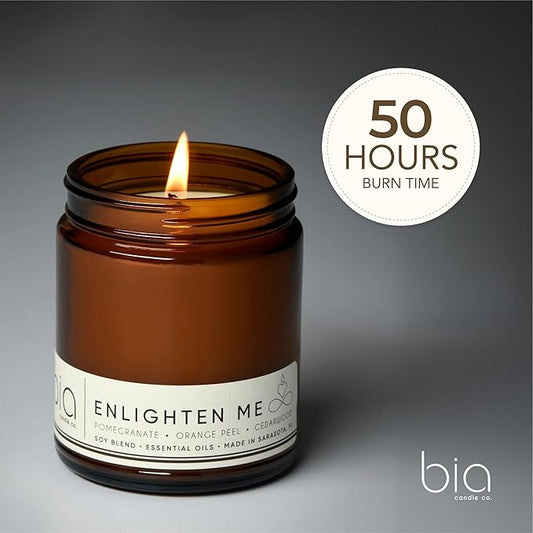 Bia Candle Co Soy Blend Candle, Sweet Orange Peel, Pineapple & Pomegranate Over Vanilla Cedar – Clean Soy Wax, Made in USA – Enlighten Me Scent,7 oz